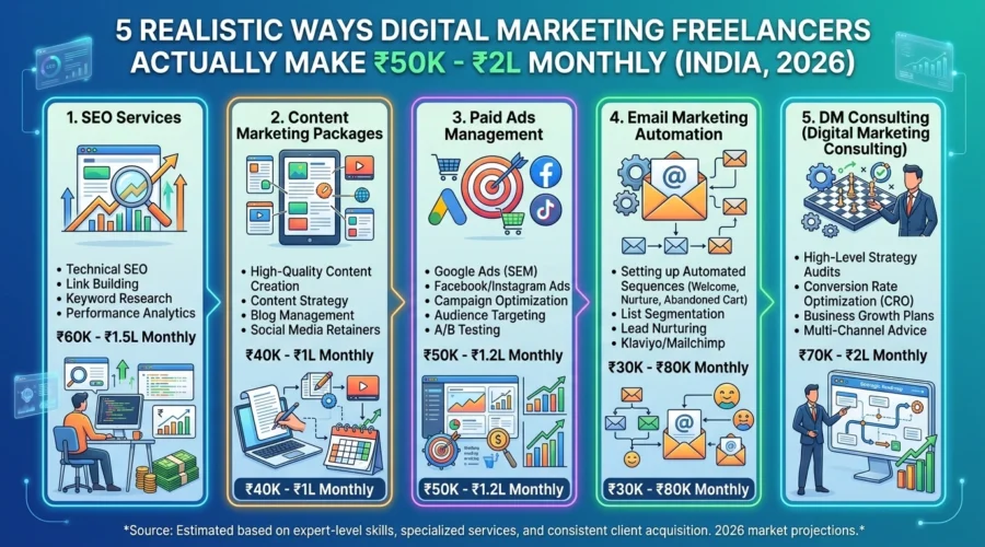 5 Ways Freelance Digital Marketers Earn in India 2026